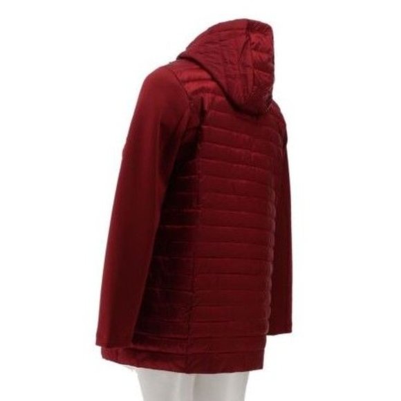 Laurier Hooded Puffer Jacket Soft Shell Sleeves 711-446 Biking Red Medium - Picture 2 of 3